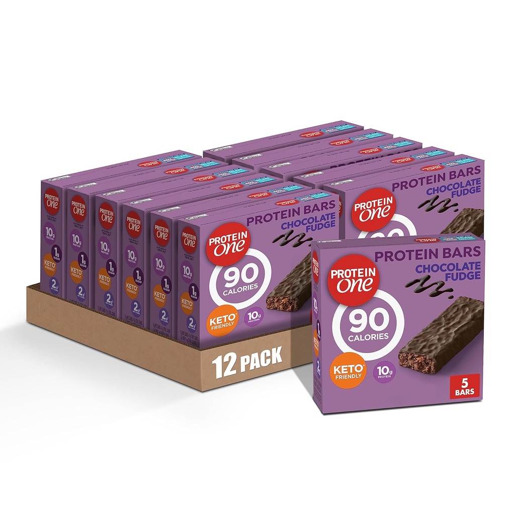Protein One 90 Calorie Protein Bares, Chocolate Fudge, Keto Friendly, 5 Ct, 4.8 oz (Pack of 12)