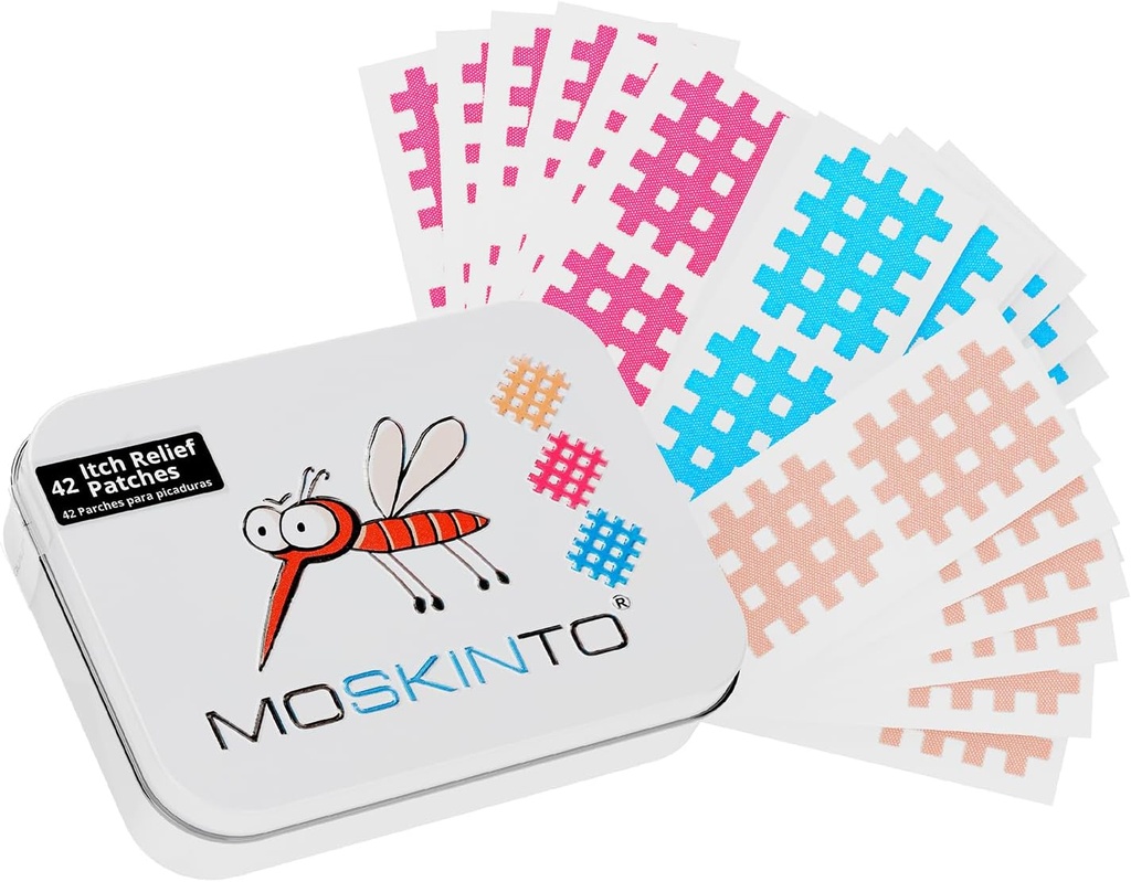 Moskinto The Original Mosquito Itch Relief Patches for Kids &amp; Adults, Bug Bite Patches Soothe Swelling &amp; Itching, Anti Itch Bug Bite Relief, Suction Tool Alternative, Family Pack, 42 Count
