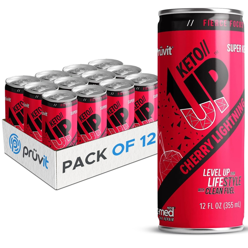 The Cherry Lightning Keto//Up® Drink – List-to-Drink Ketones for Focus for Men and Women - 12 Pack