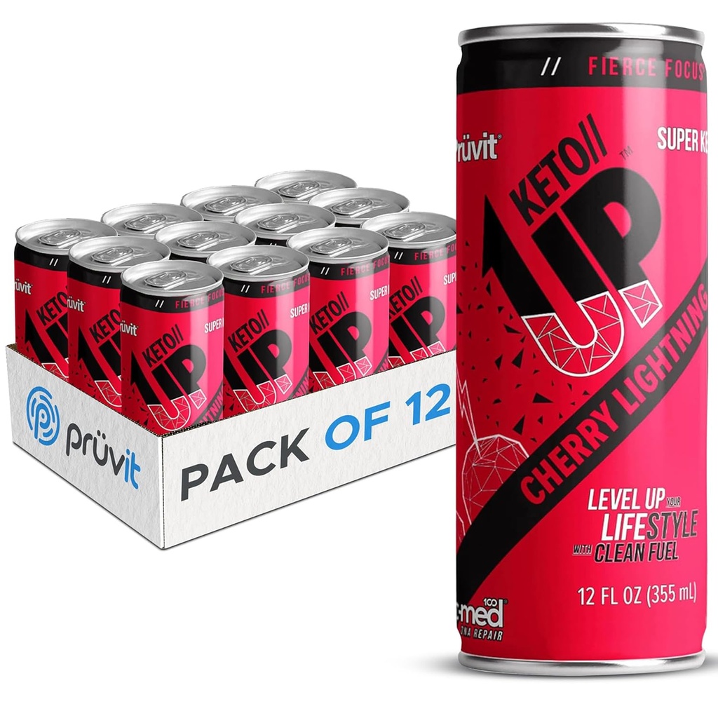 The Cherry Lightning Keto//Up® Drink – List-to-Drink Ketones for Focus for Men and Women - 12 Pack
