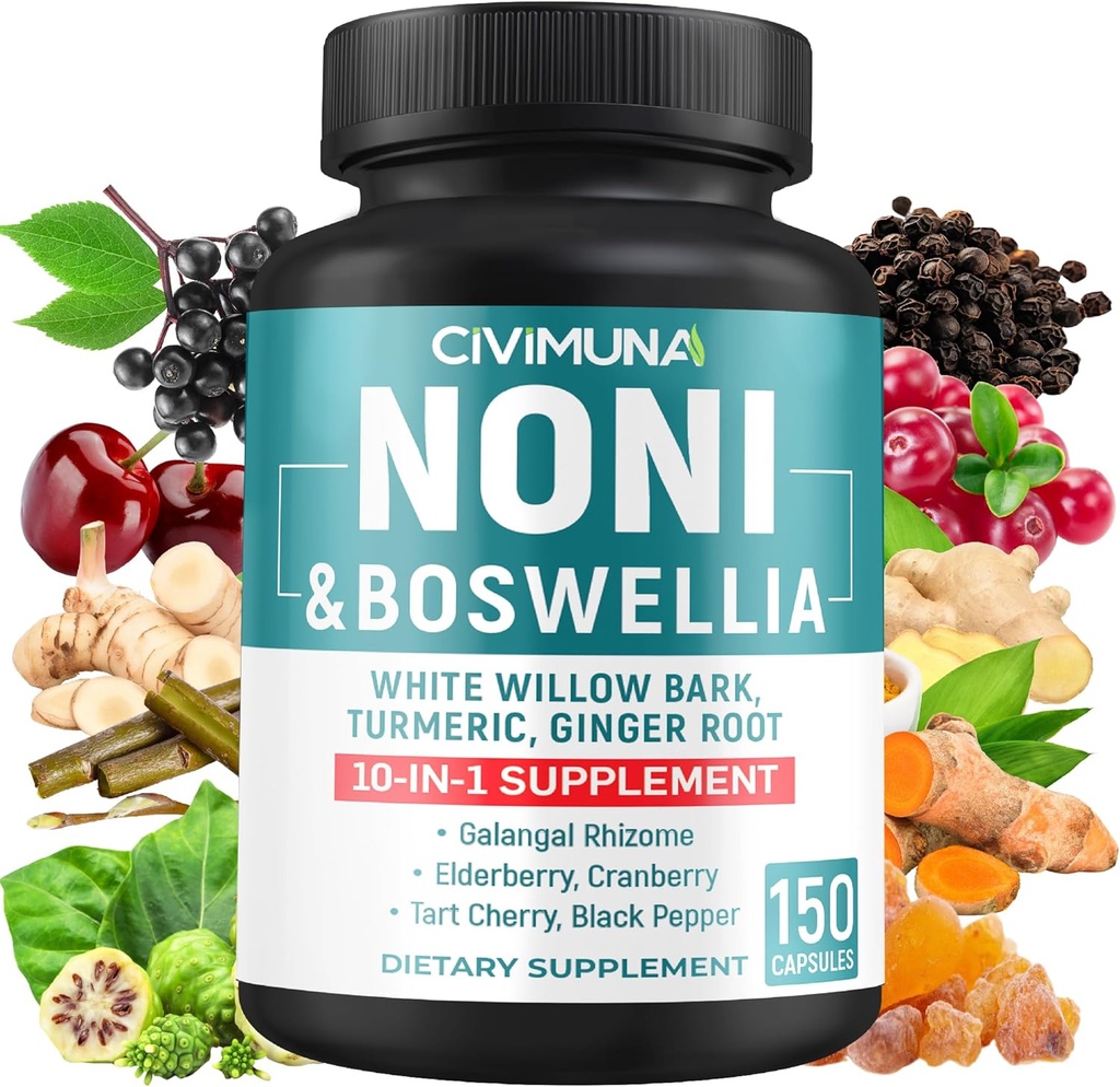 Noni Extract Capsules con Noni, Boswellia, White Willow Bark y Más - 150 cápsulas para 5 meses de suministro
