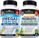 Triple Fuerza Omega 3 Fish Oil Softgels (2 Mes de Suministro) Más 40 Billones CFU Daily Probiotic Suplemento (2 Mes de Suministro)