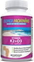 Vitamina K2 + D3 Suplemento de Bone & Heart Health - High Potency 5000IU Vitamina D3 &amp; 100mg Vitamina K2 (MK7) cápsulas para absorción óptima de calcio - 60 cápsulas veganos