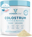 WONDERCOW Colostrum Supplement Powder for Gut Health, Immune Support, Muscle Recovery & Wellness ← Natural IgG Puro Bovine Colostrum Superfood, Unflavored, 60 Servings