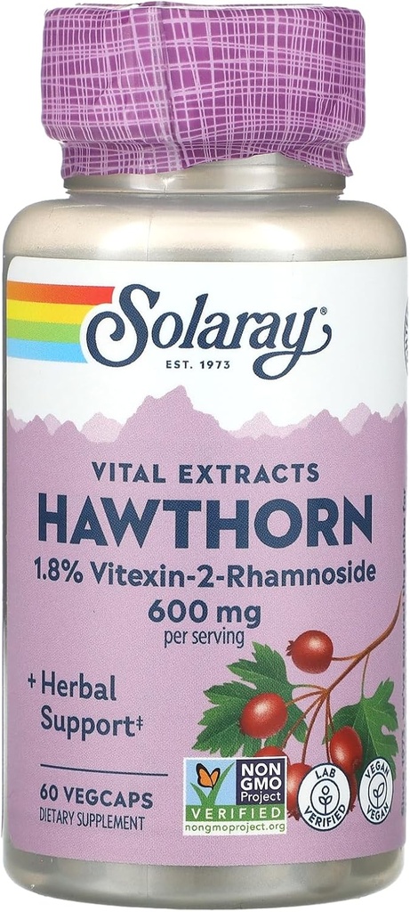 SOLARAY Vital Extractos Hawthorn, 60 VegCaps