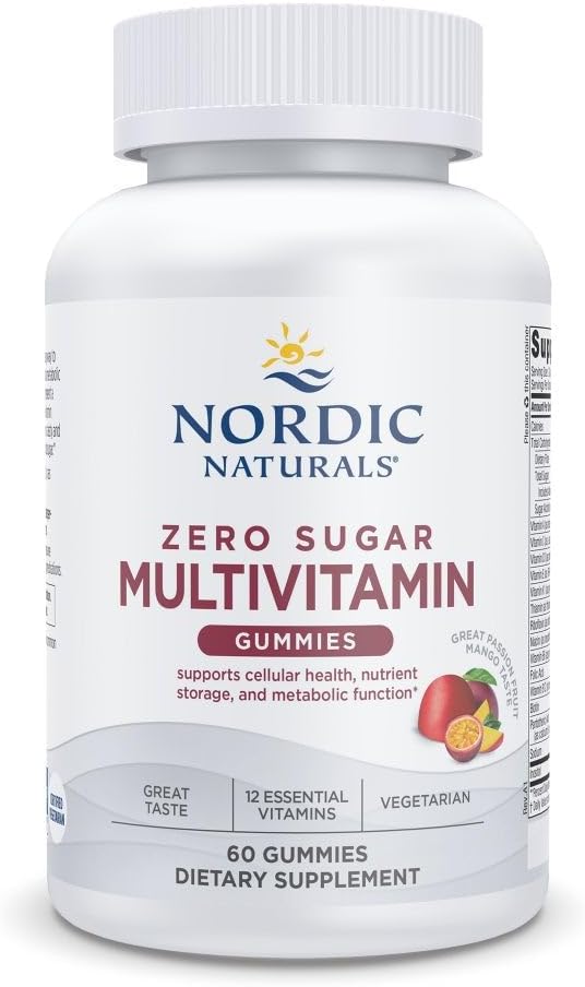 Naturales Nórdicos Cero Azúcar Multi Gummies - Suplemento Multivitamínico Vegetariano - Mango de la Pasión - 60 Gummies de base de Pectina - 12 Vitaminas Esenciales para Adultos - No GMO - 30 Servimientos