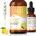 Vitamina D3 K2 Liquid Drops – Liposomal 1000 IU D3 &amp; 200 mcg K2 MK-7 – High Absorption, Immune, Bone & Heart Support, Non-GMO, Lemon Flavor, 60ml