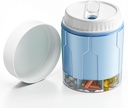 Gran organizador de píldoras, botellas de dispensador diario con 7 grandes componentes, caja de plumas deJumbo, contenedor de almacenamiento de píldoras para la vitamina, aceite de pescado, suplemento de medicina, tapa de giro fácil con etiqueta adjunta, azul