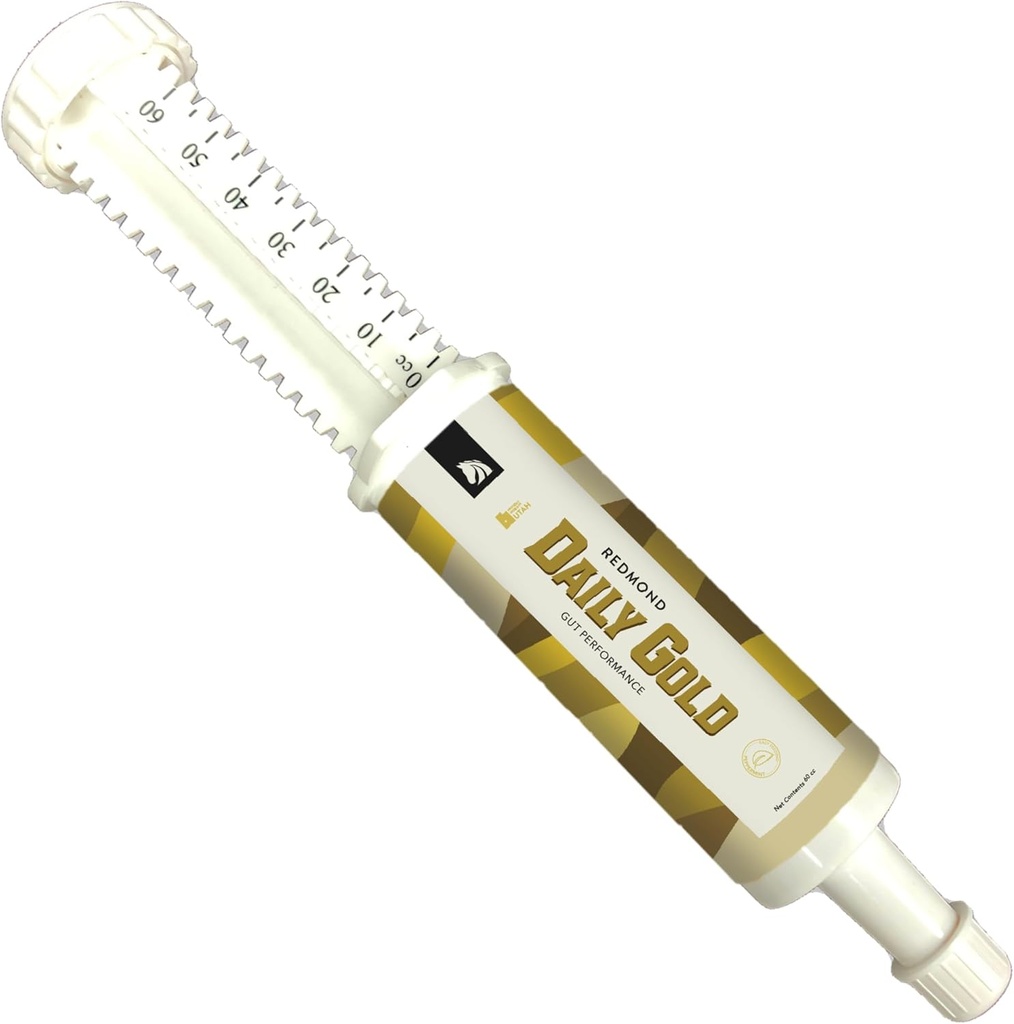 REDMOND Daily Gold Syringe Natural Healing Clay for Gastric Ulcers in Horses (Stress Relief Pre-Race Paste) (Single Pack)