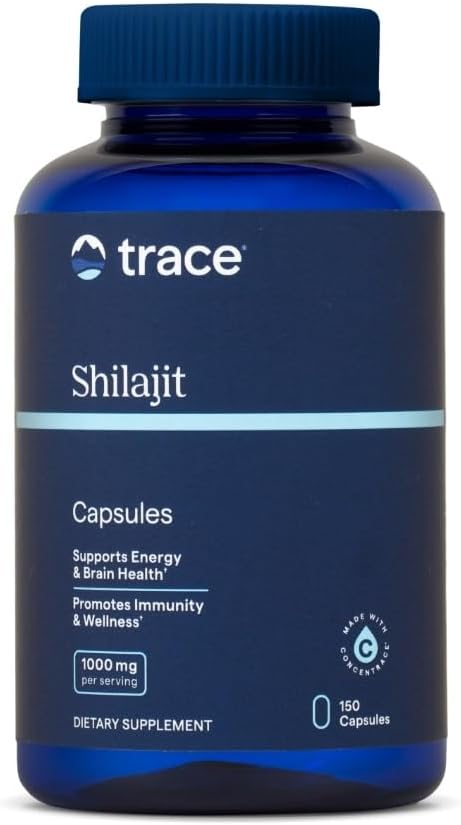 Trace Minerals Shilajit 1000mg - Suplemento Mineral Soporte para la Salud del Cerebro &amp; Función Inmunitaria - Healthy Energy Support Formula with Shilajit Extract " Trace Minerals - 150 cápsulas (75 piezas)