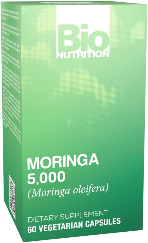 Bio Nutrición Moringa 5000mg 60 Capsules Vegetarianos ← Superalimentos Verdes completos