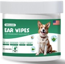 Limpiador de oídos de perros 100 Cuenta, PH suave Equilibrado para la cera del oído, Odor &amp; Itch Relief, Hipoalergénico sin alcohol con Aloe Vera, seguro para los oídos del cachorro