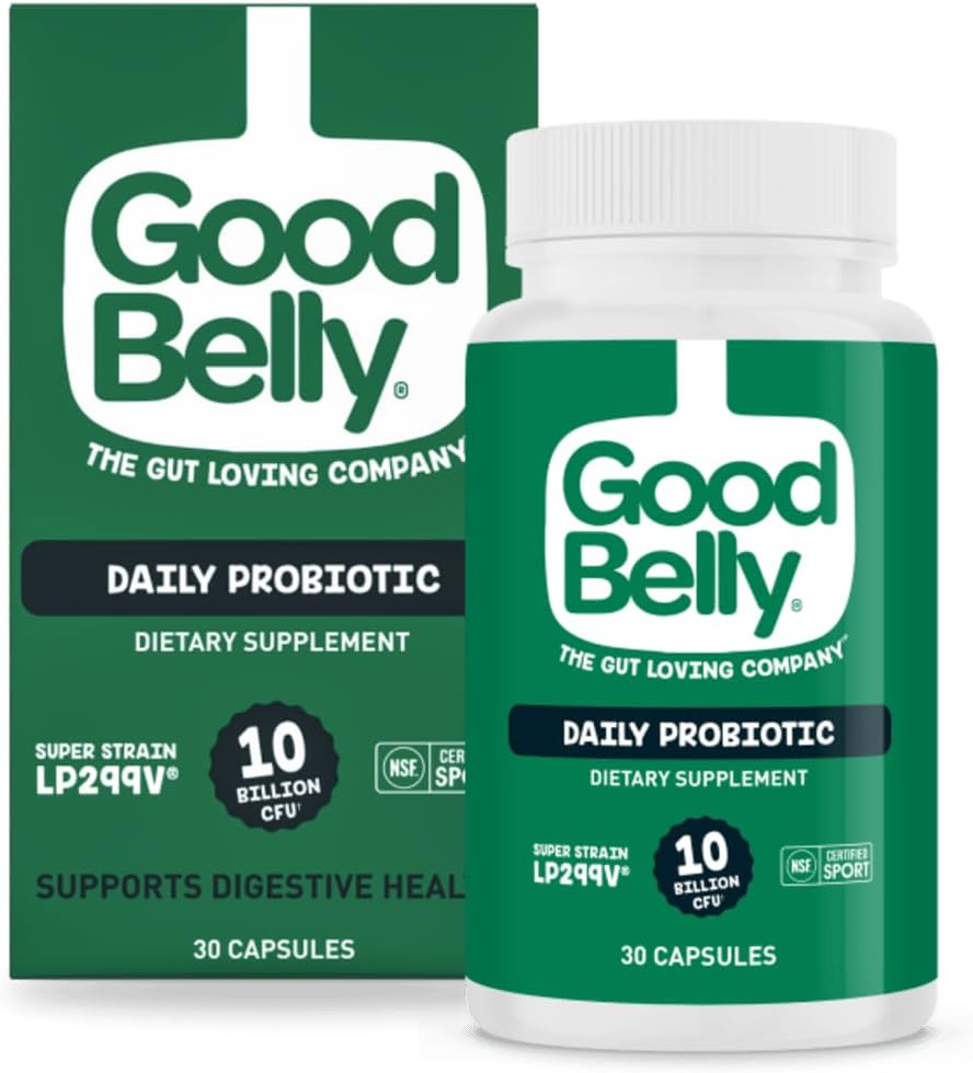 GoodBelly Probiotic Capsules for Digestive Health | Vegan Probiotic Supplement with 10 Billion Live Cultures | Probiotics for Women & Men | 30 Capsules