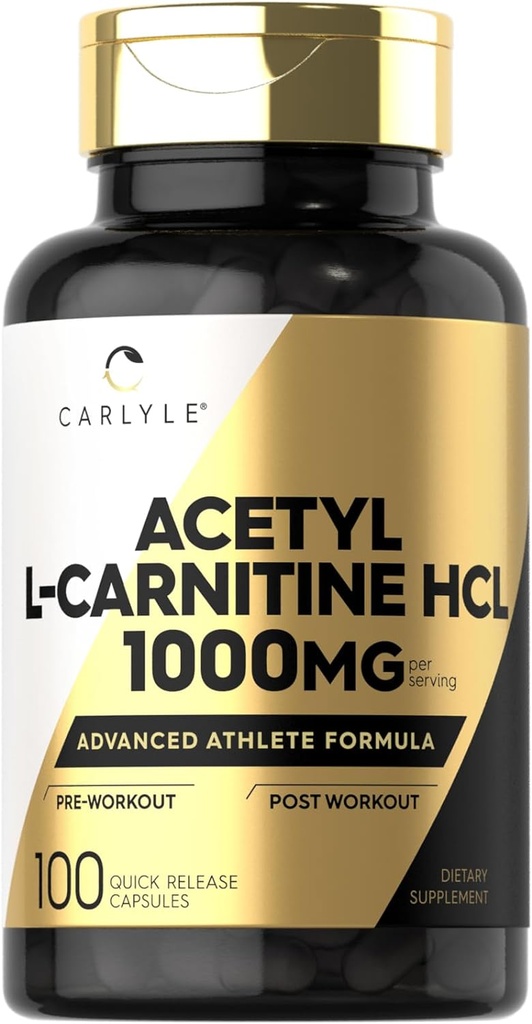 Carlyle Acetyl L-Carnitine HCL Silencio 1000mg Silencio 100 cápsulas Silencio Advanced Athlete Formula ← Pre-Workout Suplemento Silencio Non-GMO &amp; Gluten Free