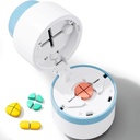 Pill Cutter - Pill Splitter con hoja de acero inoxidable para cortar pequeñas pastillas o grandes píldoras en un cuarto, Pill Cutter 1/4, Apto para cortar vitaminas, tabletas (1-4 azul)
