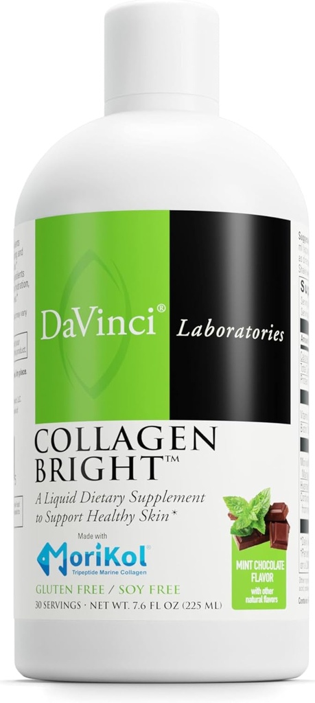 Laboratorios DAVINCI - Collagen Bright - A Liquid Dietary Supplement to Support Healthy Skin - Gluten Free, Soy Free - Mint Chocolate - 30 Servings, 7.6 Fl Oz