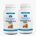 Vitamin D3 Gummies, 2-Pack, 60 Count Each, 2000iu per Serving, Supports Immune System and Bone Health; for Kids & Adults; Peach, Mango, Strawberry Flavors