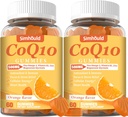 2 Pack CoQ10 500MG Gummies - Plus Omega-3, Magnesio, Vitamina B3 & Zinc - 3X Mejor Absorción Coenzima Q10 Suplementos para la Salud del Corazón, Energía Celular & Antioxidante, No GMO 120 Cuentas