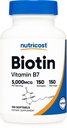 Nutricost Biotin (5,000mcg) 150 Softgels - Vitamina B7 - Gluten Free, Non-GMO