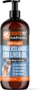 Aceite de hígado de bacalao 16oz Omega más alta 3 1150mg/tsp, más alta pureza, alta EPA/DHA, vitamina A &amp; D - reduce el picor, piel sana " , movilidad, libre de BPA, bomba incl.