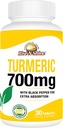 Rise-N-Shine 700 mg de Curcumina Turmérica con Pepper Negro - Suplementos herbales para la piel y soporte conjunto - 30 días de suministro