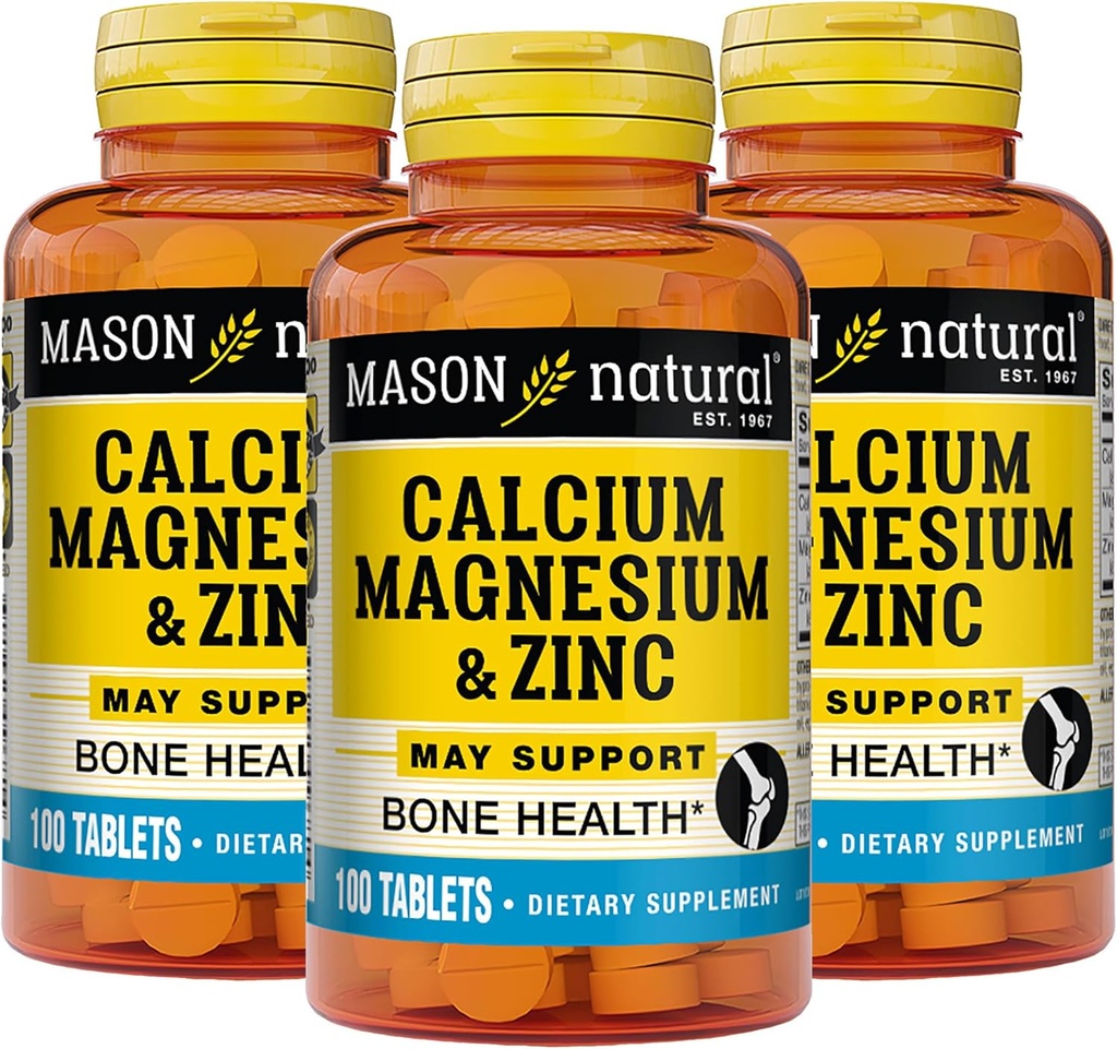Magnesio de calcio natural Mason " Zinc " , 300, Suministro de datos, soporta la salud de huesos normales " , 3 Pack