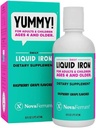 NovaFerrum Yummy 16 Fl Oz ANTE Líquido Suplemento de Hierro para las edades 4 &amp; Hasta 18mg de Iron/Tbsp ANTE Gluten Gratis ← Sugar-Free TEN Raspberry Grape