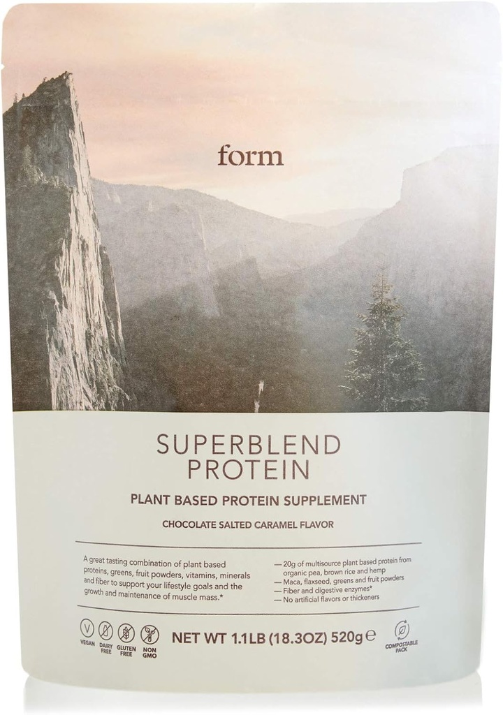 Forma Proteína Superblend - Polvo de Proteína Vegana con Superalimentos, Vitaminas y Minerales - 20g de Proteína Planta Basada por Servir (Chocolate Salted Caramel)