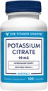 El Citrato de Potasio de Vitamina Shoppe 99MG, soporta la salud cardiovascular y celular (100 cápsulas)
