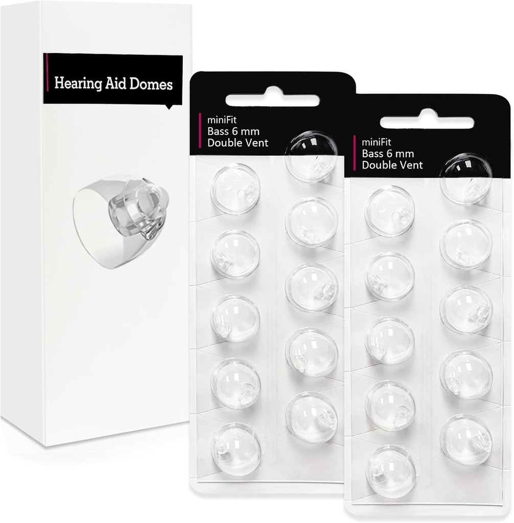 Doble Vent 6mm-Hearing Aid Domes para Oticon Minifit, Oticon Hearing Aid Supplies, Replacements Parts Accesorios Universal Oticon Domes for Hearing Aids Cleaning Kits (20 Pcs)
