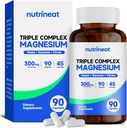Complejo de Magnesio Triple (90 cápsulas), 300 mg de Glycinate de Magnesio, Citrato " Malato para los músculos, Nerves, " Energía, Alta Absorción, Vegan, No GMO