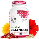 Plantvital D Mannose Capsules with Cranberry - D-mannose 1000mg Capsules - High Potency for Bladder, Kidney and Urinary Tract Support. Cranberry Powder con Hibiscus y Dandelion. Suministro de 2 meses