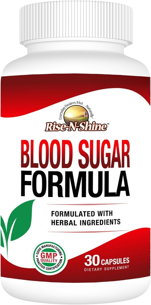 Rise-N-Shine Blood Sugar Formula con canela, Gymnema Sylvestre, Banaba, Guggul y más 30 cápsulas