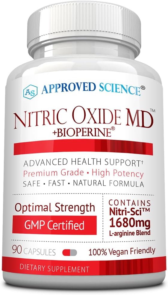 Ciencia Aprobada Oxido Nítrico MD - Desarrollo muscular, Lean Body Mass, Mejorar el suministro de oxígeno, Boost Energy - 90 cápsulas - 1 botella