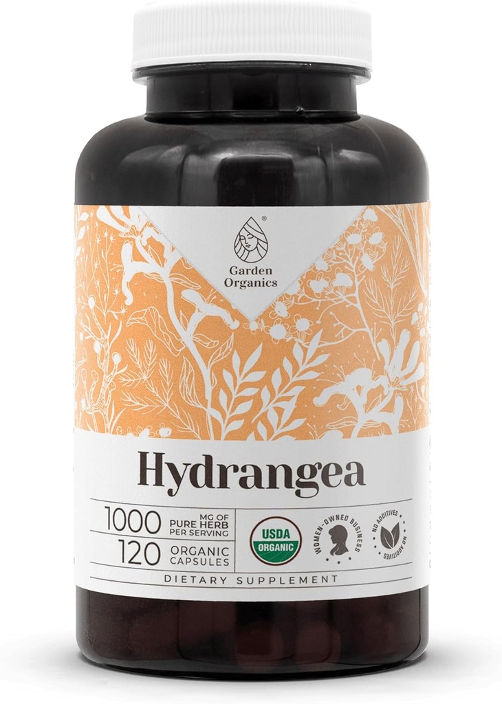 Hydrangea USDA Organic 120 Capsules ← Suplemento Natural de Alta Potencia Silencio Certified Organic Vegetarian Capsules and Organic Hydrangea (Hydrangea arborescens) Dried Root (120 cápsulas)