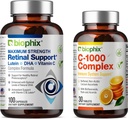 biophix Retinal Support Maximum Strength Complex Fórmula 100 cápsulas - C-1000 gratis 30 tabletas - Zinc Vitamin C E Lutein DHA Omega-3 Astaxanthin Hyaluronic Acid - Supports Eye Vision Health