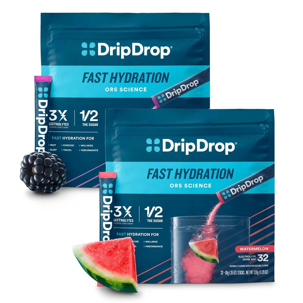 DripDrop Hydration - Electrolyte Powder Packets - Watermelon & Berry - 64 Conde