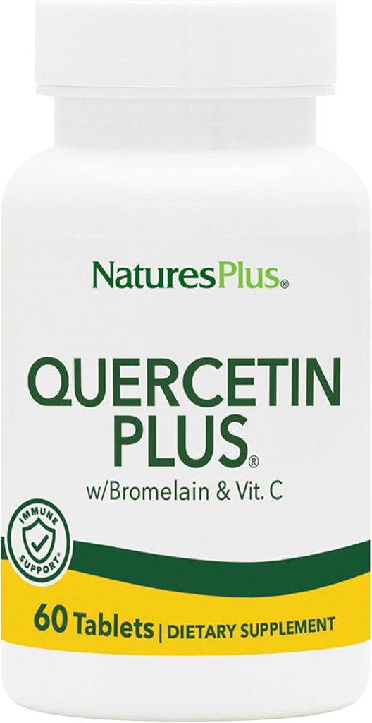 NaturalezasPlus Quercetina Plus con vitamina C " Bromelaina - 650 mg, 60 comprimidos vegetarianos - Sin gluten - 30 Actuaciones