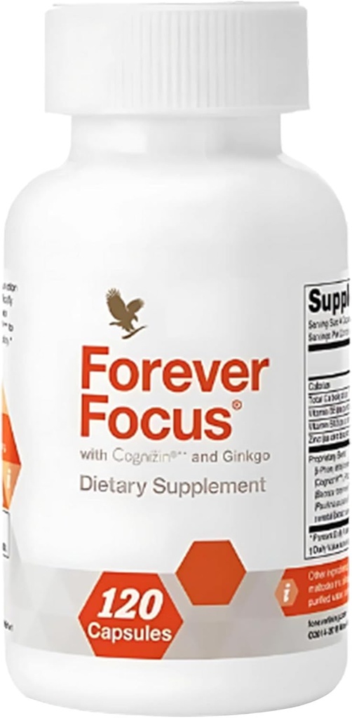 Forever Living - Forever Focus - Claridad cerebral y Focus with Cognizin, Bacopa and Vitamins - para estudiantes, profesionales y mayores - 120 cápsulas