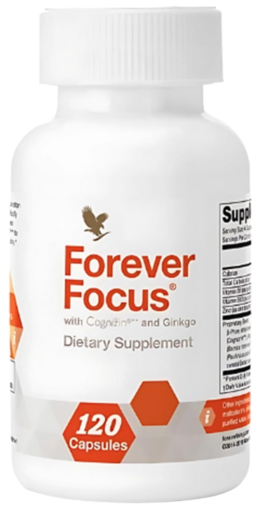 Forever Living - Forever Focus - Claridad cerebral y Focus with Cognizin, Bacopa and Vitamins - para estudiantes, profesionales y mayores - 120 cápsulas
