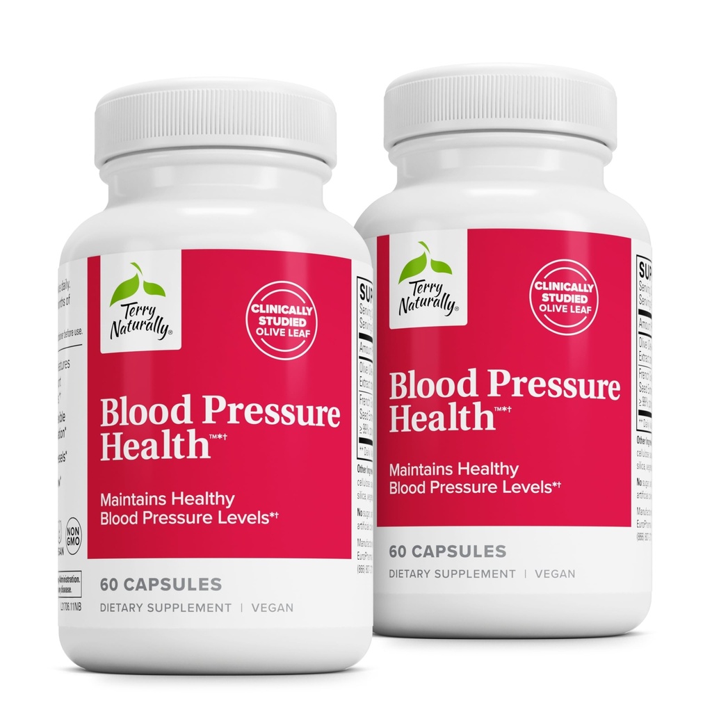 Terry Naturally Blood Pressure Health - Healthy Blood Flow & Circulation Support Supplement - Heart Health Supplement with Antioxidants - Cardiovascular Support - 60 Capsules