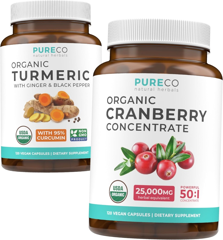 Turmérico " Concentrado de arándano (4-Mes de suministro) Árbol de Curcumina de Turmérica Orgánica de Curcumina con Pepper Negro " (120 caps) " Concentrado de arándano orgánico 50:1 Extracto (120 caps)