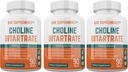 3 botellas Choline Bitartrate 900mg Por Serving 270 cápsulas totales KRK Suplementos