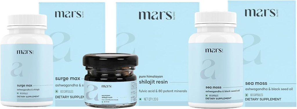 Marte por GHC Performance Plus Combo ¦ Surge Max Caps, Pure Himalayan Shilajit Resin, Black Seed &amp; Natural Sea Moss Capsules ← Soporta Energía, resistencia &amp; bienestar general confidencialidad Pack of 1