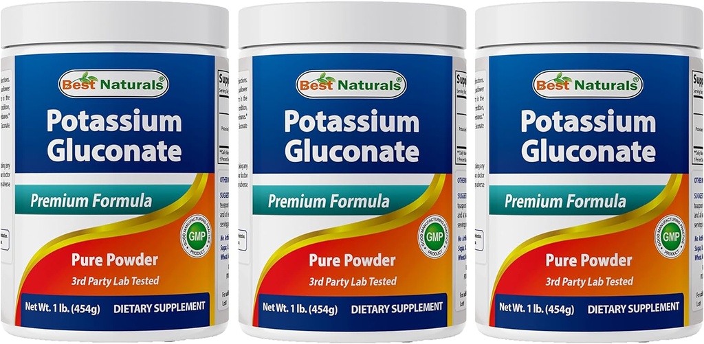 Mejores Naturales Potasio Gluconato 1lb Polvo (1 LB (Pack of 3))