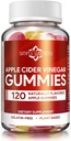Manivelas de vinagre de manzana con la madre - ACV Gummies for Detox, Cleansing &amp; Immune Support - Hecho con carro negro y extracto de secado de jengibre - Pectin Based, Non-GMO, Gluten-Free (120 Gummies)