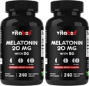 Melatonina 20 mg - 240 Tablas rápidas de disuelve - Libre de medicamentos - Sabor natural de Berry - Vegetariano, No GMO, Gluten Cuenta libre 240 (Pack of 2)