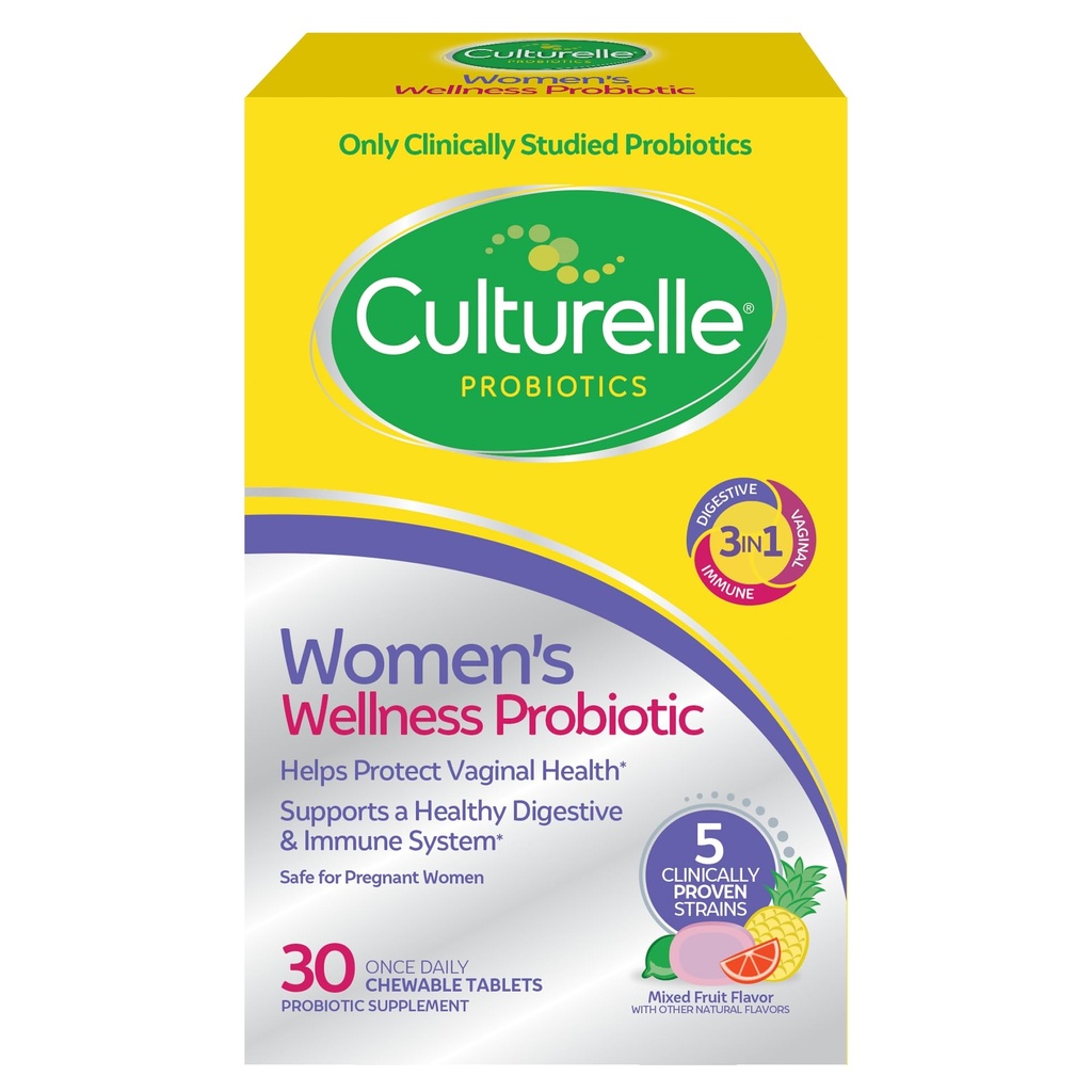 Culturelle Women’s Wellness, Daily Chewable Probiotics for Women - Supports Digestive, Vaginal and Immune Health, Occasional Diarrhea, Gas & Bloating - Non-GMO - 30 Count