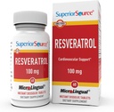 Resveratrol de Fuente Superior 100 mg - Suplemento dietético para el envejecimiento saludable - Apoyos Brain & Heart Health - No Gluten-Free - 60 Tablas MicroLinguales instantáneas