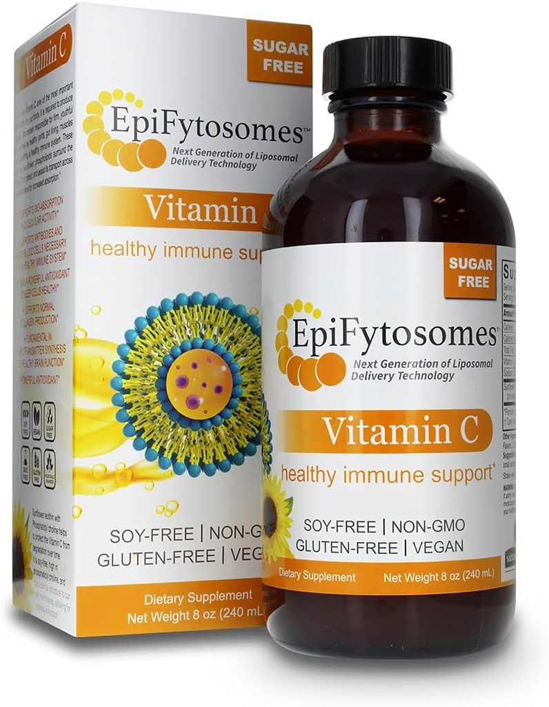Vitamina Liposomal C Nature’s Respuesta EpiFytosomes Vitamina C 1,000 mg por Serving - Suplemento dietético vegano - Soy Gluten Free Non GMO - Ideal para soporte saludable de inmunológico - 6 mL (40 Serviciones por botella)
